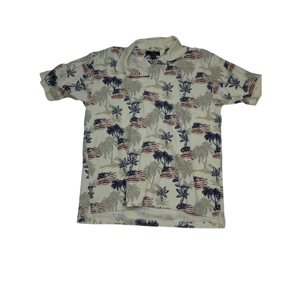 C&B sport Croft & Barrow American Flag polo shirt, large